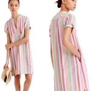 NWOT J.CREW cotton candy collection Linen/Cotton short sleeve XS dress pockets